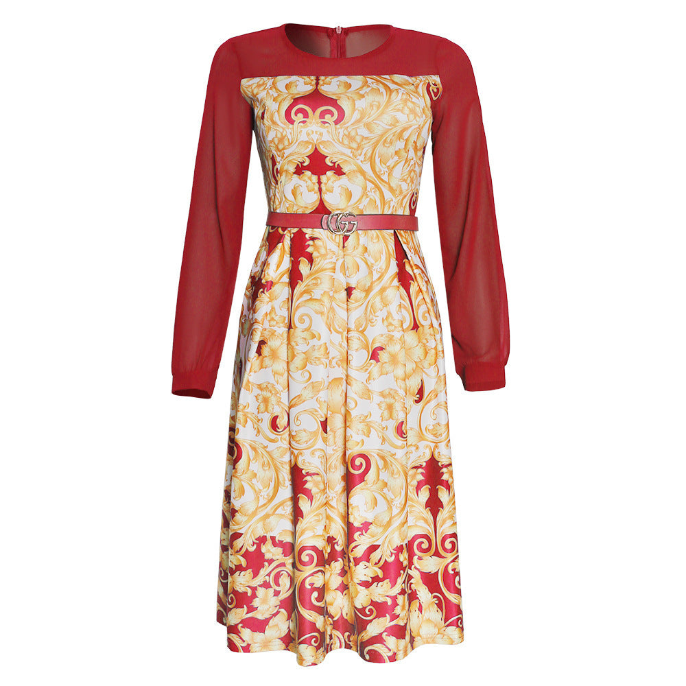 Fashion cross-border export new arrival evening dress  chiffon african plus sizeolwork clothing women's printed dress