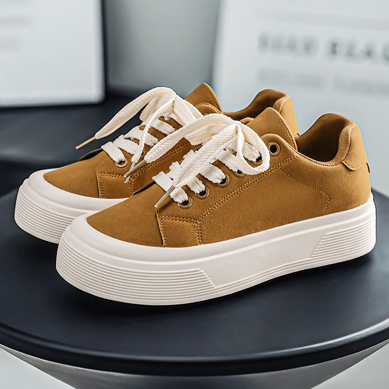 Men's 2026 new summer breathable casual skate shoes - unique design, chunky sole, height increasing, non-slip, wear-resistant, trendy black sneakers