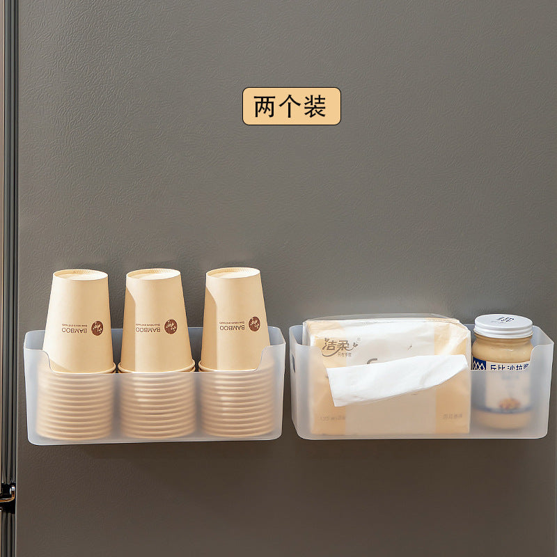 Kitchen seasoning, bathroom tissue sundries storage box, plastic refrigerator side multi-functional plastic wrap wall-mounted storage box