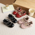 Vancahao girl's rivet fashion small leather shoes  spring & fall new arrivalk-stylekids bright leather princess shoes performance shoes
