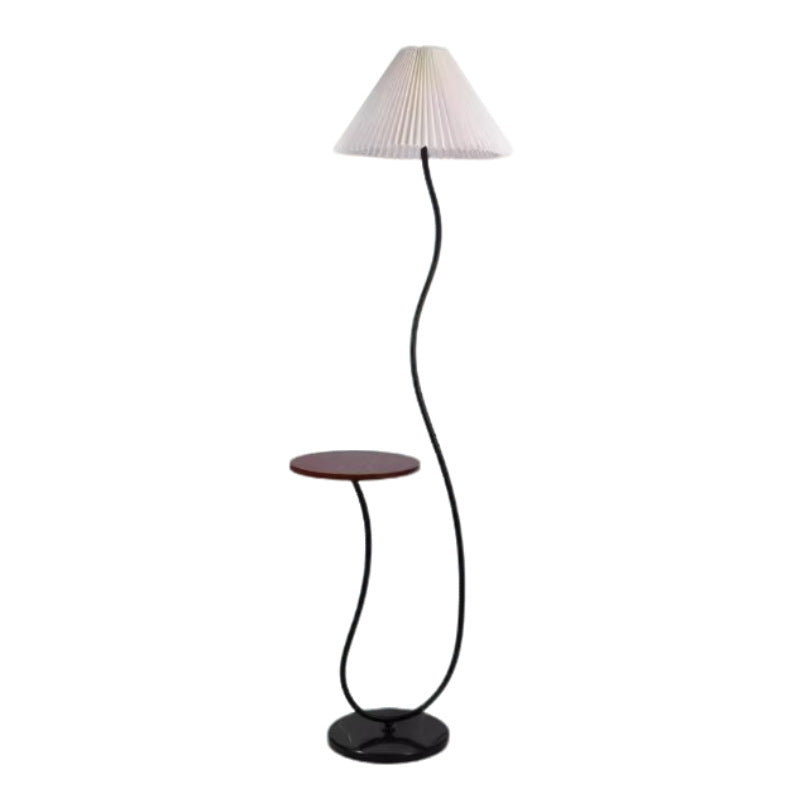 French cream style curved floor lamp with shelf - perfect for living room, bedroom, sofa side, coffee table - artistic retro ambient lighting