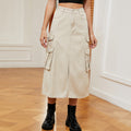 Fashion cross-border women's clothing  new arrival american hot girl elastic waist denim workwear casual mid-length skirt skirt