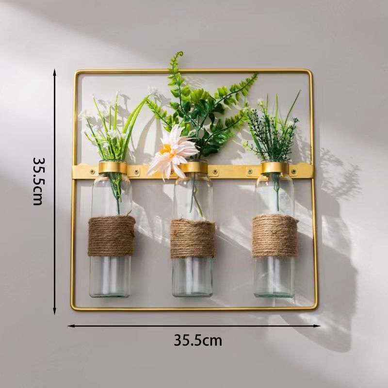 Wall-mounted vase & plant holder - no drilling required - hydroponic flower stand - nordic iron art decor