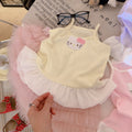 Girls' camisole dress -  new summer collection - sleeveless princess style with lace trim, cute cartoon design, and stylish camisole dress
