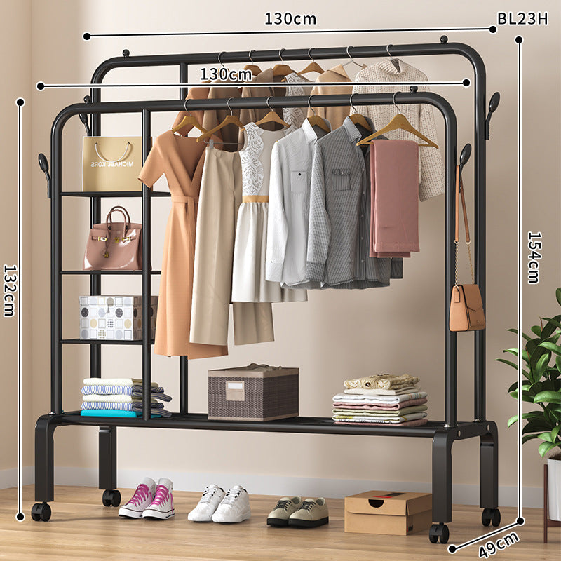 Simple clothes drying rack floor-standing for home clothes rack bedroom dormitory coat rack indoor balcony clothes drying clothes pole rack