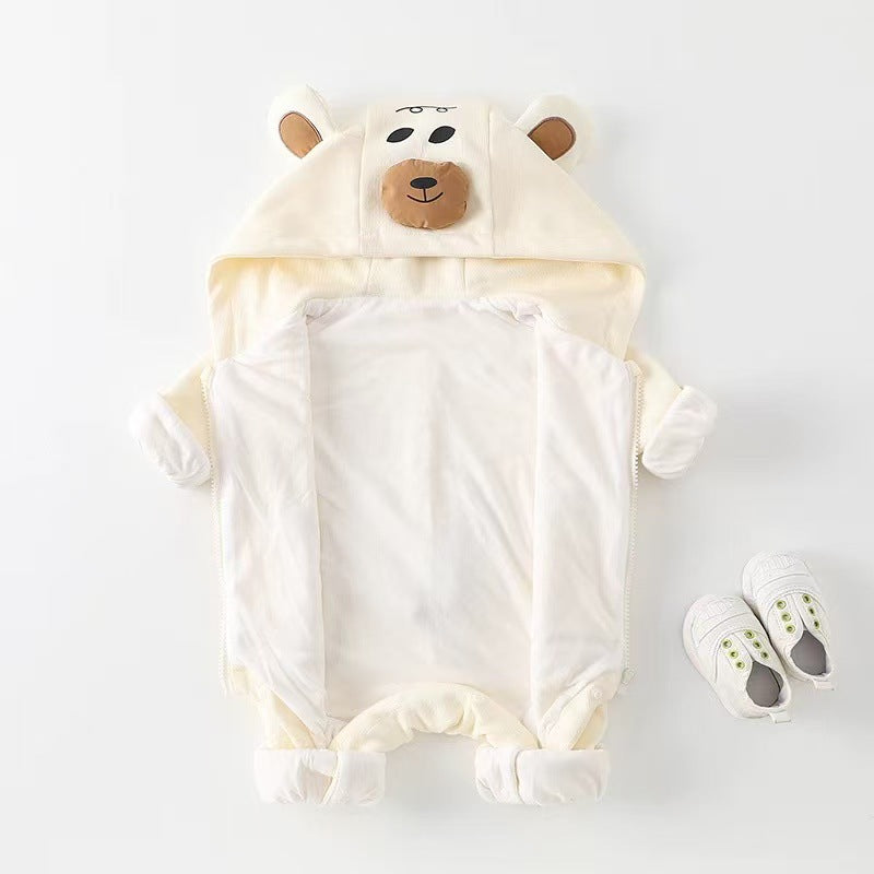 Newborn outing outfit cute newborn clothes for boys and girls hooded jumpsuit spring & fall romper jacket baby trendy