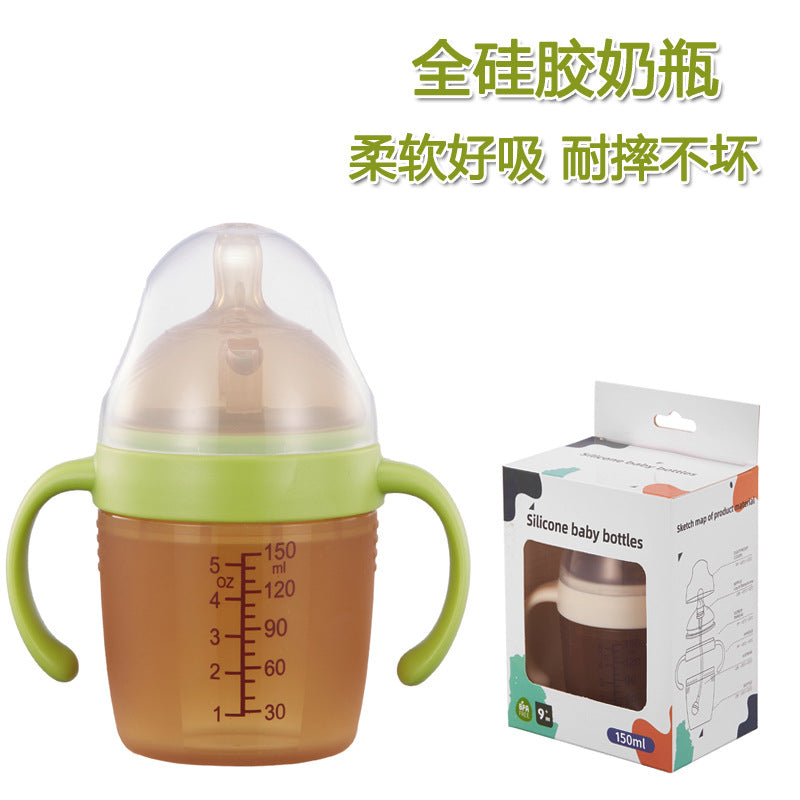 breast milk solid feeling all silicone feeding bottle nano silver weaning artifact baby anti-flatulence feeding bottle 150ml