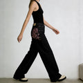 Fashionembroiderjeans women's new style hot selling exportstylish street loose workwear pants washed straight-legjeans