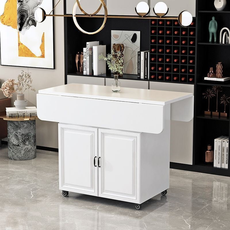 Movable foldable dining table small apartment for home rectangular foldable island table multifunctional storage storage sideboard