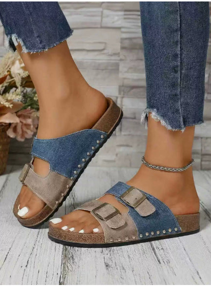 Wholesale plus size double-breasted platform slippers - new summer collection, european & american style, unisex round toe birkenstock sandals