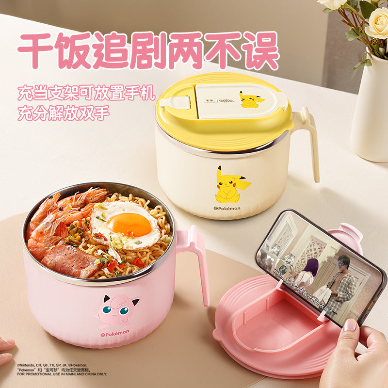 Instant noodle bowl with lid 304 stainless steel rice bowl dormitory cute lunch box portable tableware large capacity lunch box