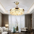 52inch variable frequency invisible fan light ceiling fan light european luxury restaurant living room bedroom electric fan chandelier silent
