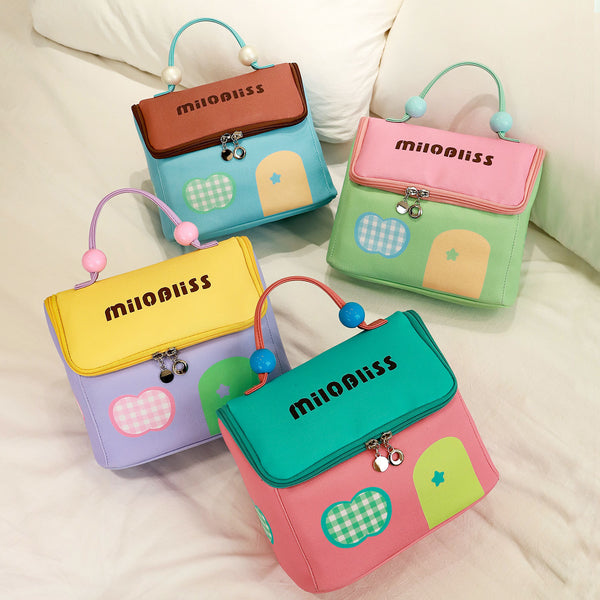 Upgrade PU pearl small house storage cosmetic bag waterproof three-dimensional cute cabin large-capacity storage bag
