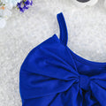 cross-border exclusive: baby girl summer dress set - blue bow suspender top + butterfly print skirt