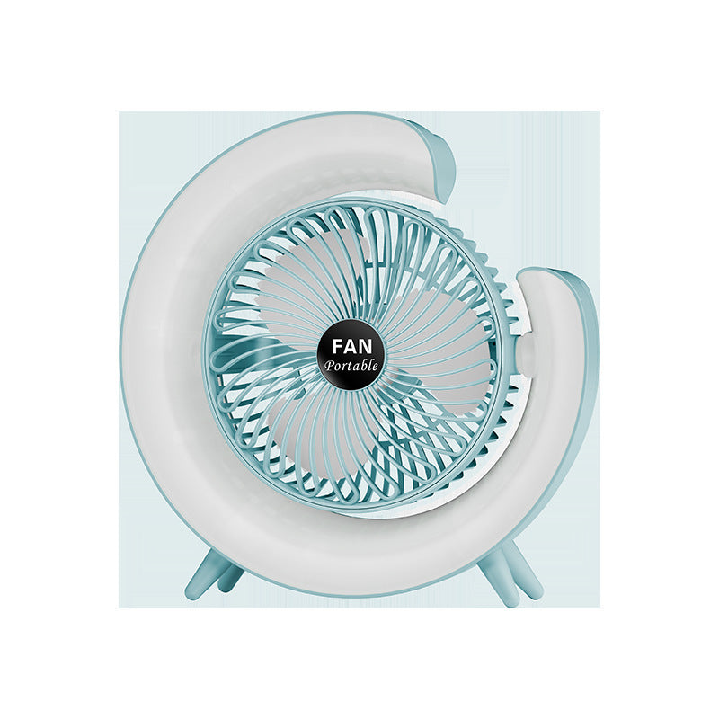 USB charging small fan marquee color small fan office desktop student dormitory portable desk lamp fan