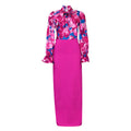 D323 european and american clothing  new fashion printed tie-up long sleeve shirt and midi skirt two-piece set - cross-border
