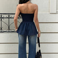 american hot girl style tube toptops women's waist slimming lookruffles hem strapless vacation style vest