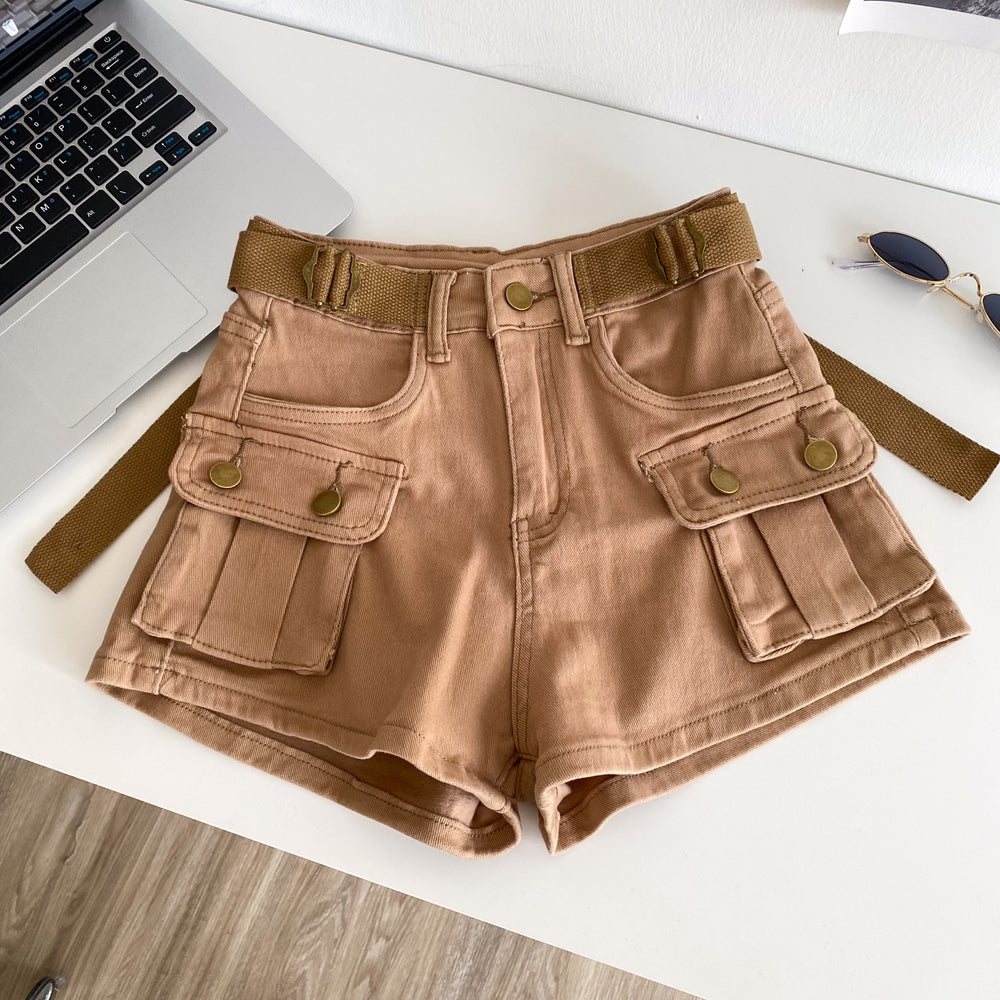 American retroworkwear hot girl hot pants denim shorts women's new arrival summer high waistloose pantspetitesstraight-leg pants