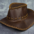Handmade pure cowhide western cowboy hat crazy horse leather outdoor harley casual hat genuine leather men sunshade knight hat