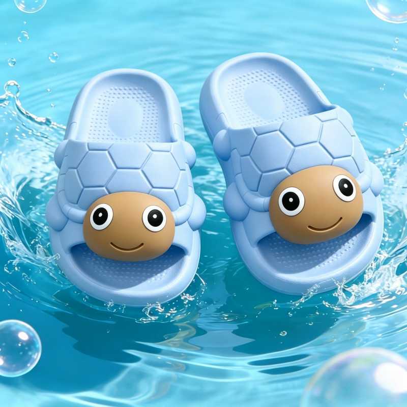 Turtle kids' slippers - cute  new design - summer indoor anti-slip bathroom slides for boys and girls - matching family set