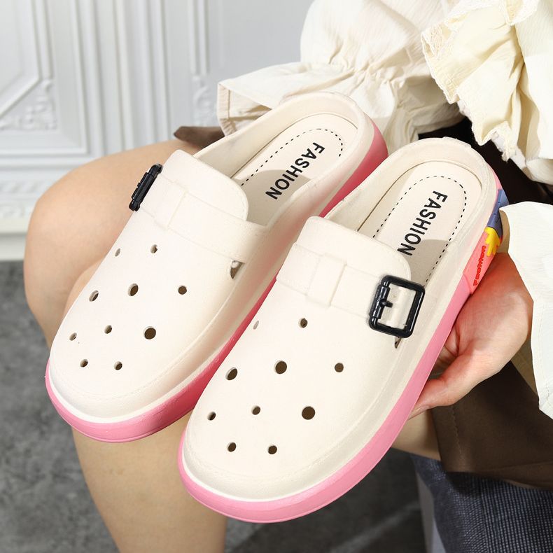 Women's anti-odor height increasing platform clogs - summer fashion outdoor beach shoes with detachable diy accessories and waterproof design