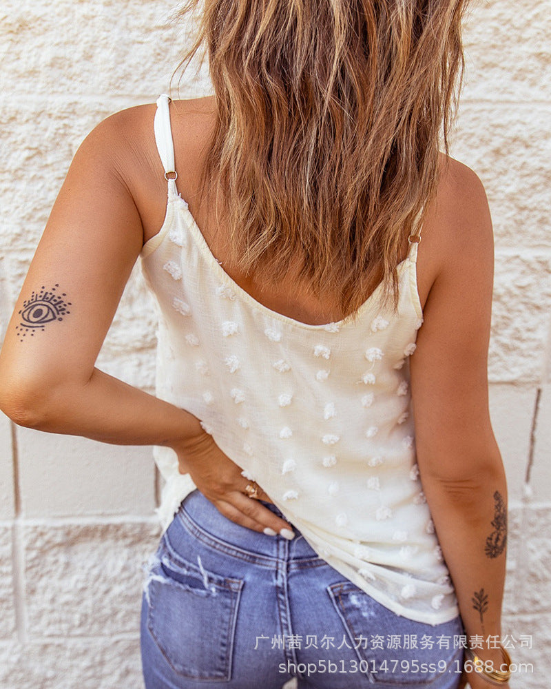 Spot  2022 European and American women's clothing  white chiffon jacquard sexy suspender