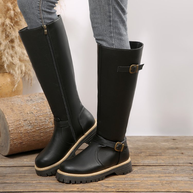 spring/autumn new arrival: plus size chunky heel leather boots for women (sizes 36-43). wholesale available. dropshipping to  and