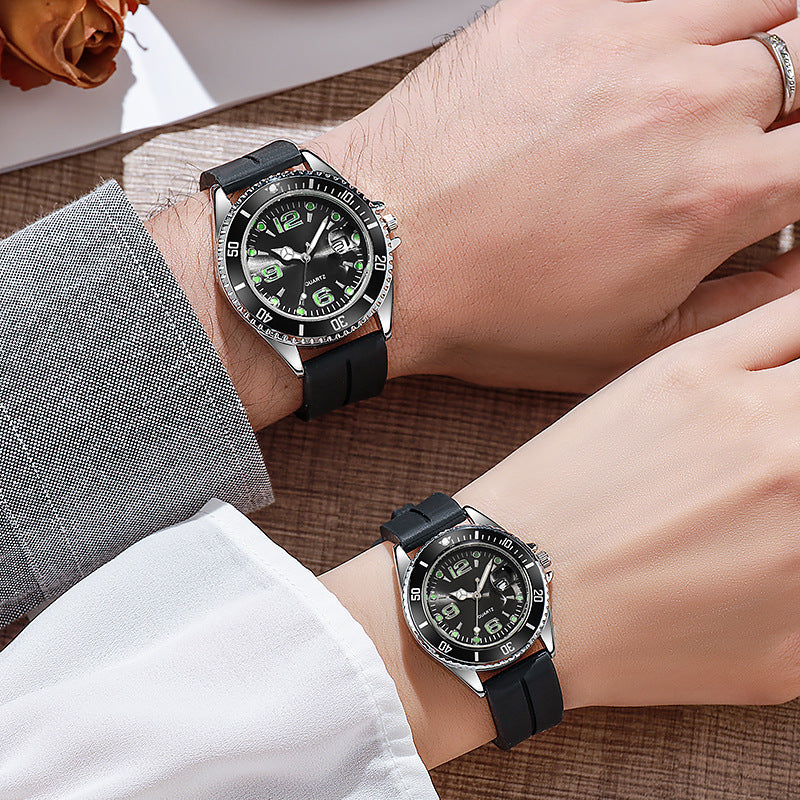 couple fashion sports green water ghost quartz watch casual silicone student quartz watch life waterproof