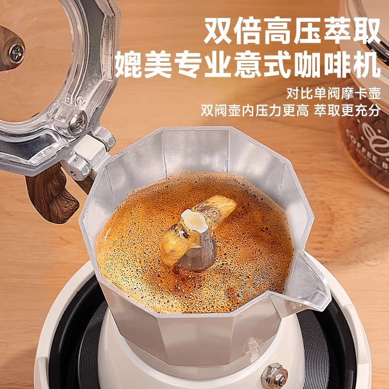 Pure titanium coated double valve moka potfor home coffee pot outdoor portable coffee utensils coffee suit gift brewing
