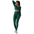 European and american cross-border seamless multi-organic jacquard yoga set - long sleeve top & high-waisted butt-lifting leggings - activewear