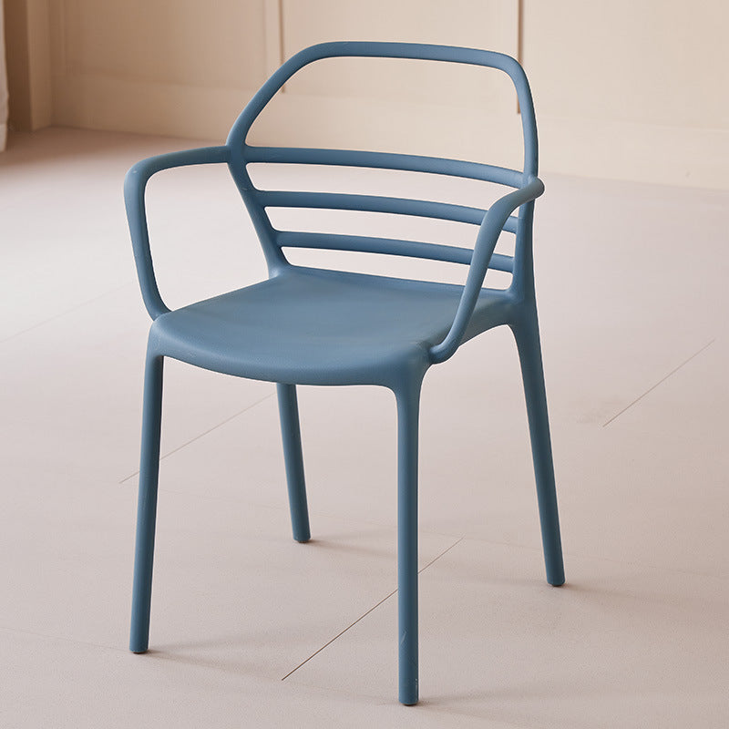Modern casualthickened plastic cut out dining chair outdoor milk tea shop backrest armrest negotiation chair stackable stool