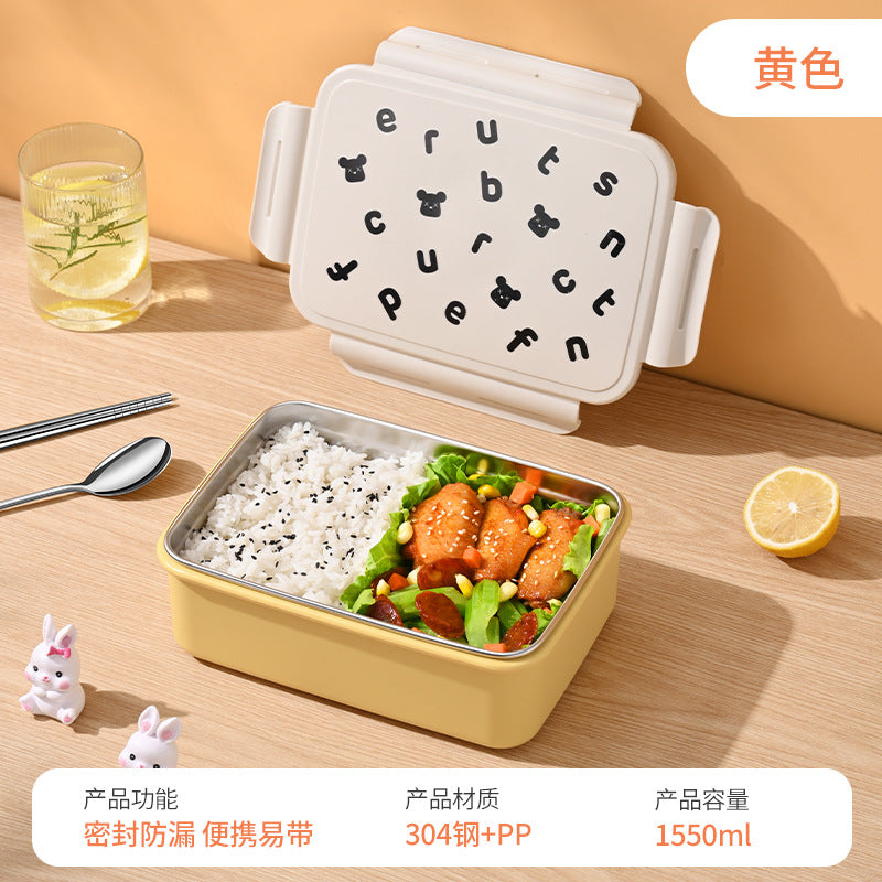 304 stainless steel lunch box, special for office workers for micro-wave furnace heating, food-grade bento box with lid, light lunch box