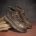 Soft sole 2025 spring new martin boots retro men's shoes work high-top leather shoes non-slip work boots casual ankle boots