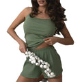 hot-selling women's home clothes pure color suspender shorts casual ribbed pit european and american pajamas for women