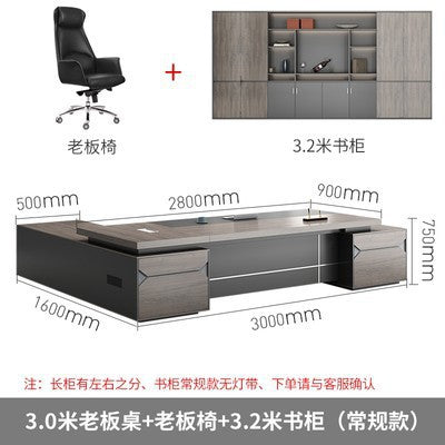 Saint li boss desk and chair set - executive office desk combination - manager's desk - supervisor's desk - single person office desk