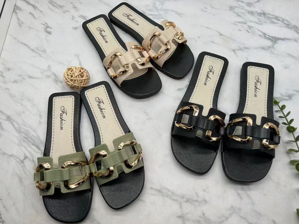 2024 buckle summer slippers new roman style women's trendy outdoor flat fashion sandals