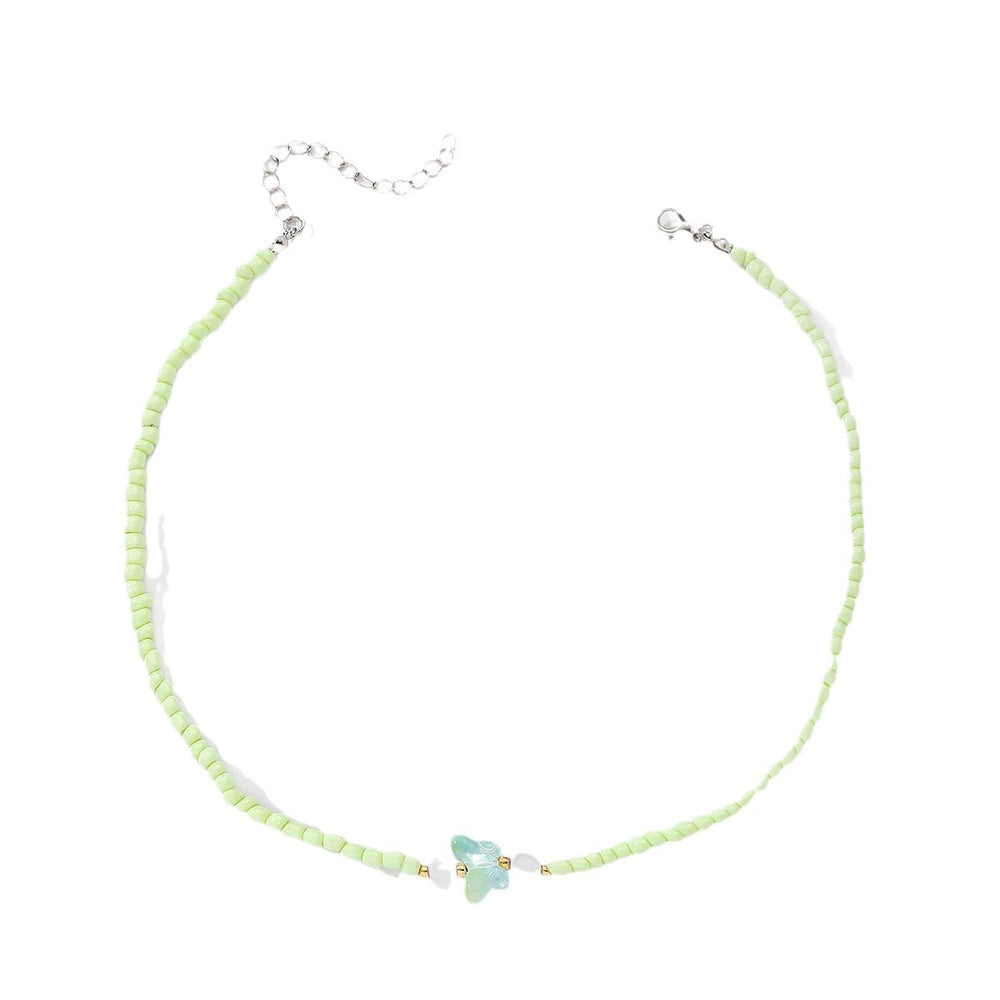 Fashion cross-border e-commerce jewelry fashion resin beads handmade necklace sweater chain easiest for match butterfly clavicle chain pendant