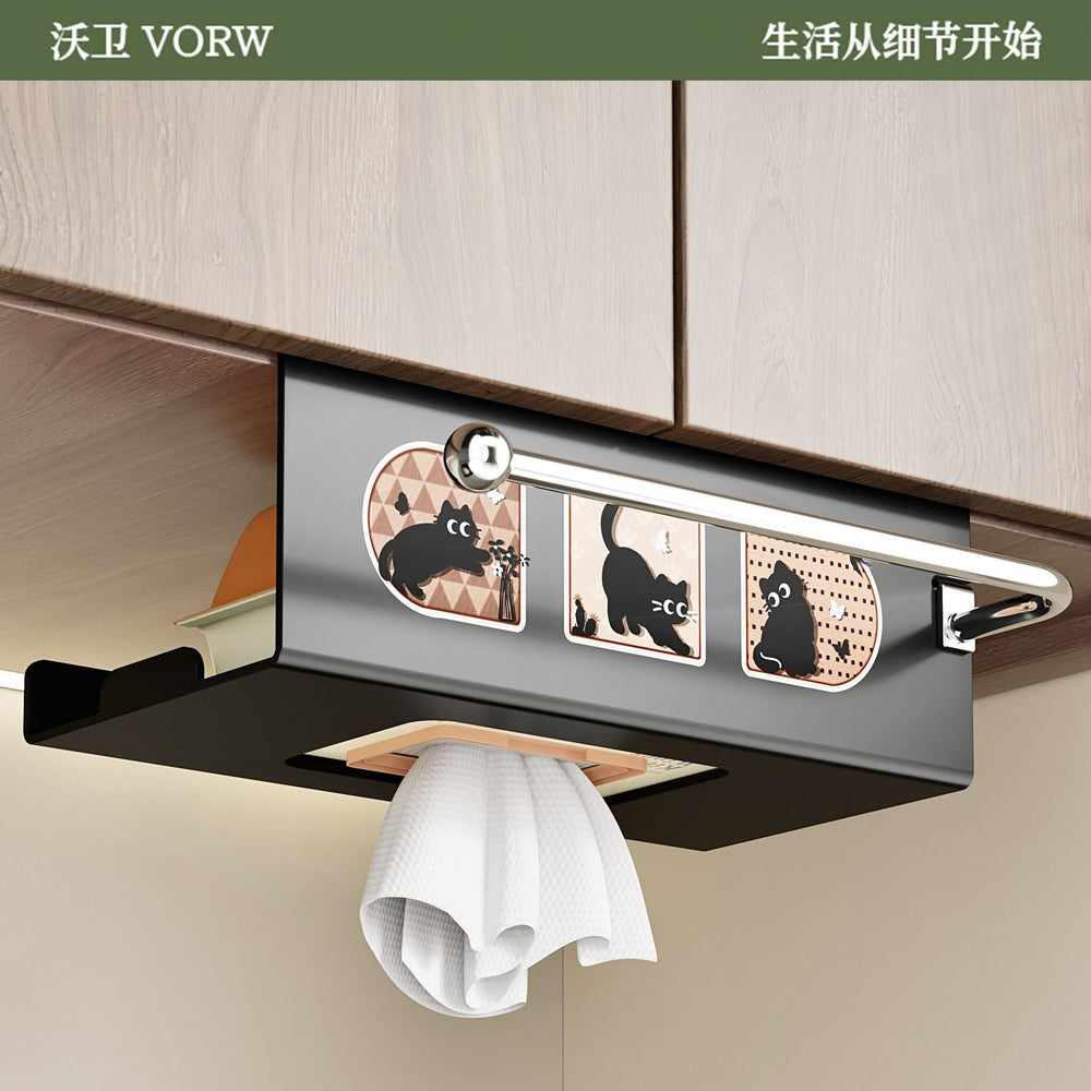 Wowe kitchen paper towel holder - no drilling required, under-cabinet hanging tissue dispenser, roll paper storage rack