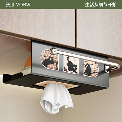 Wowe kitchen paper towel holder - no drilling required, under-cabinet hanging tissue dispenser, roll paper storage rack