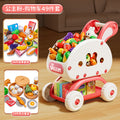 [princess pink] shopping cart + 28 pieces of fruits and vegetables + 21 pieces of breakfast