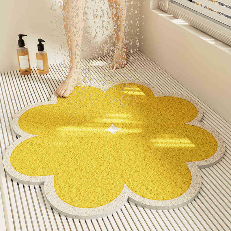 Special-shaped flower bathroom non-slip floor mat cut out wire loop shower room anti-fall foot mat bathroom bathtub drain foot mat