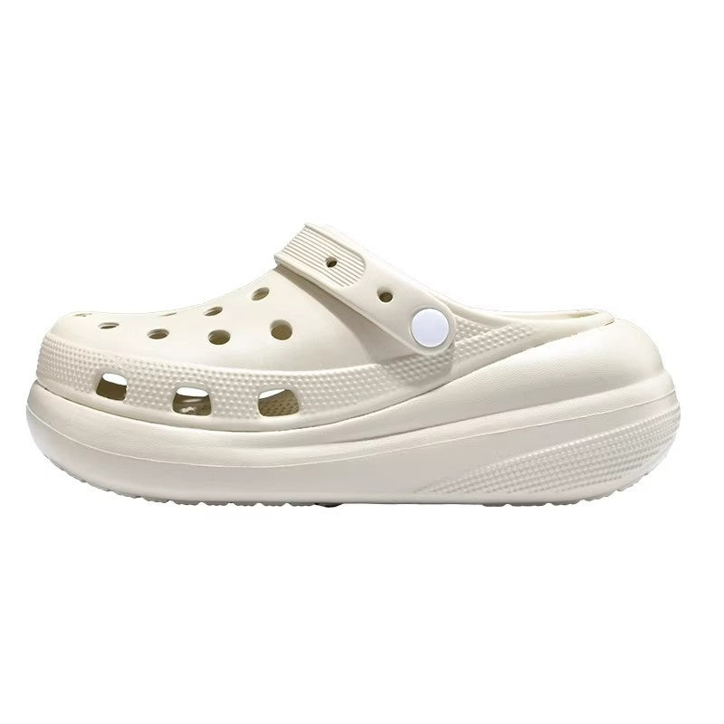 Bone white bouquet puff shoes flower clogs thick sole 6cmclassystereo spring and summer new arrival beach shoes outwear