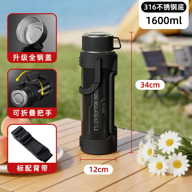 316 stainless steel large capacity collapsible handle thermos kettle - outdoor, car, portable water bottle - travel kettle wholesale with custom logo