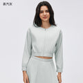 Short zipper thin outwear women looseslimming looklong sleevescardiganwork clothingcasualeasiest for matchsportstopsd26022