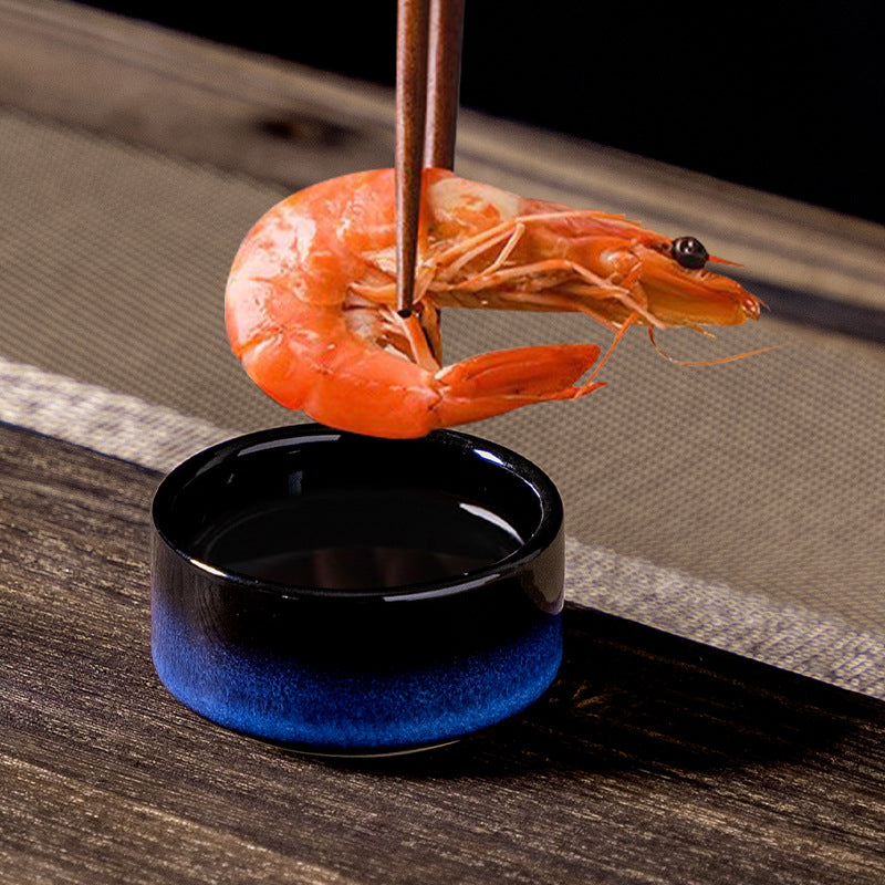 Seasoning dish japanese style dipping dish ketchup vinegar dish for home good-looking kiln turned small round dish snack dish stripes small dish