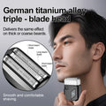 men's electric shaver - digital display, mini reciprocating, magnetic attachment, triple blade head, portable razor