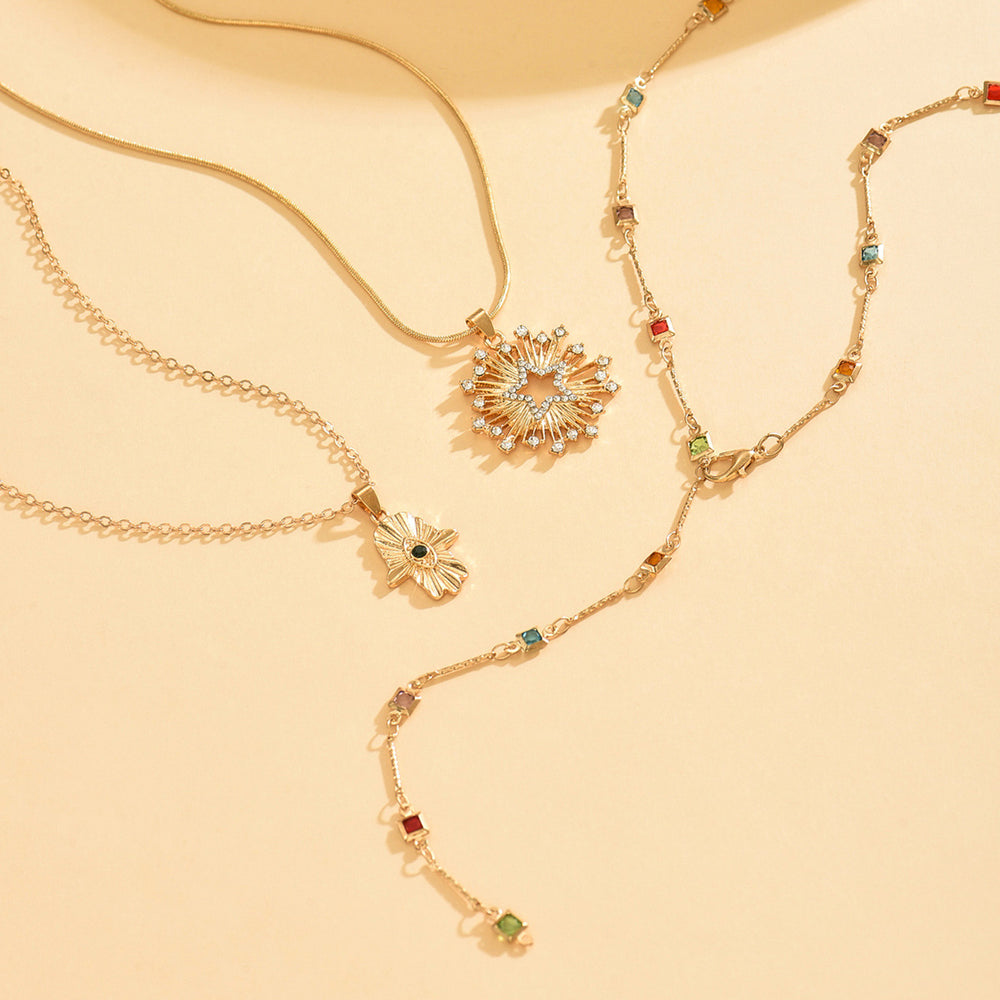Sweater chain long wholesale european and american cross-border star colorful tassel necklace diamond-encrusted devil's eye accessible luxury clavicle chain