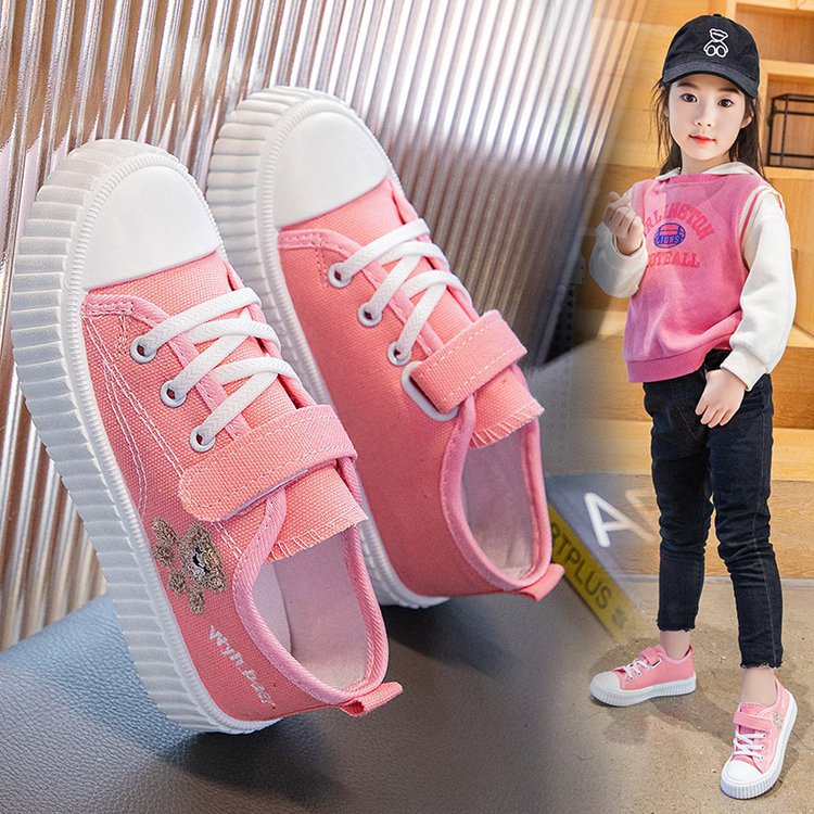 Korean version of children's canvas shoes 2025 summer new girls cloth shoes fashion boys board shoes soft soles boys classmates tide