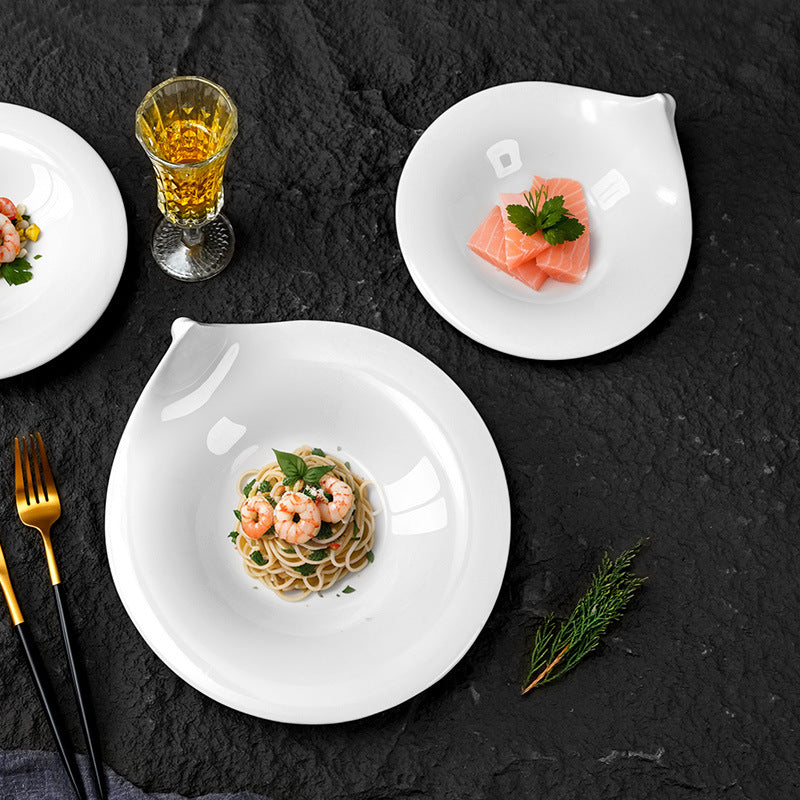 Minimalist high-end irregular ceramic dinnerware - unique solid color dessert plates for restaurants, hotels, and catering - pastry plates