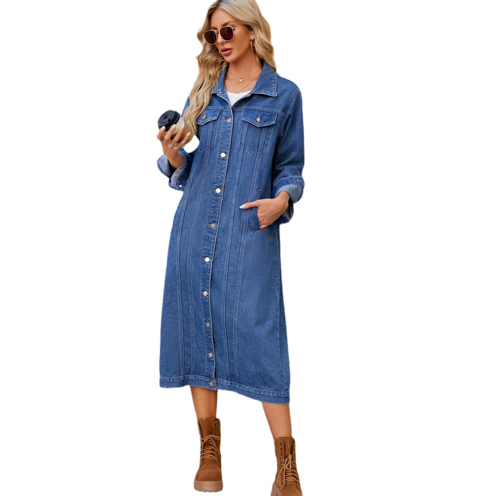 Insfashion cross-border foreign trade women's clothing new arrival  independent station washed cardiganlong denim outwear windbreaker